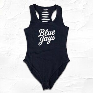White Toronto Blue Jay bodysuit, Womens Canada outfit, Toronto Fan Gift Game